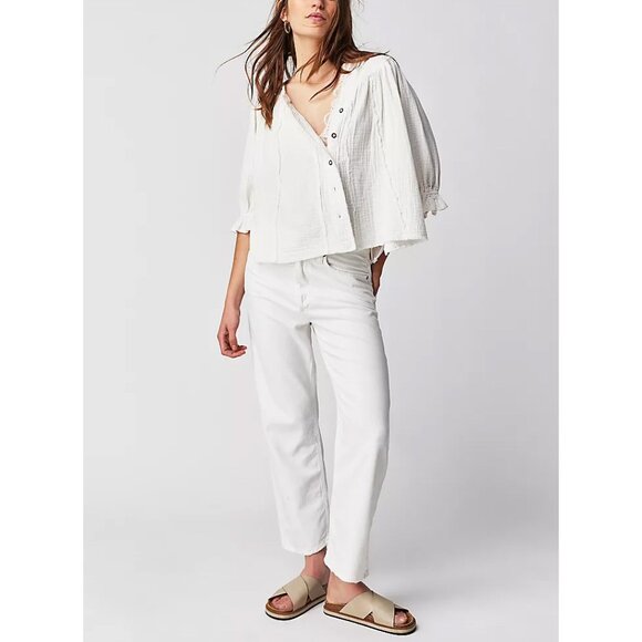 🆕 FREE PEOPLE Lucy Solid Swing Top / Optic White - Picture 2 of 16